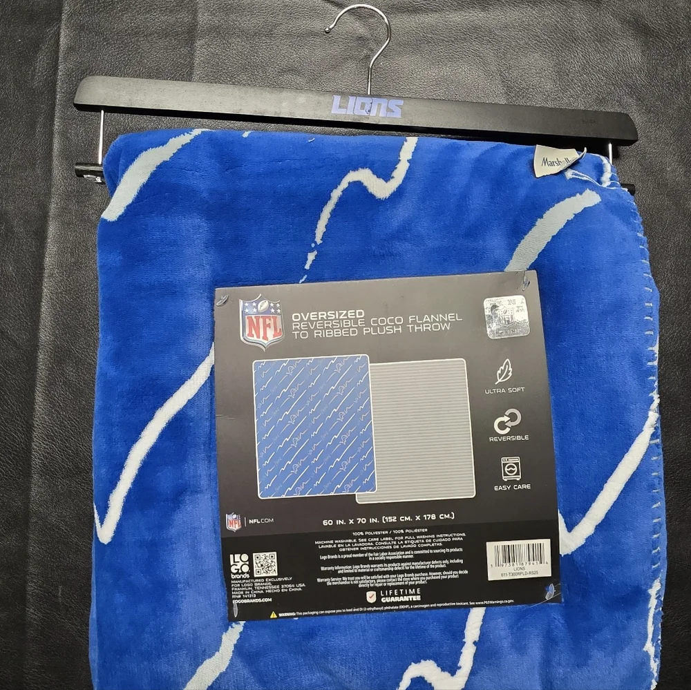 NFL Lions Blue and White Throw Blanket